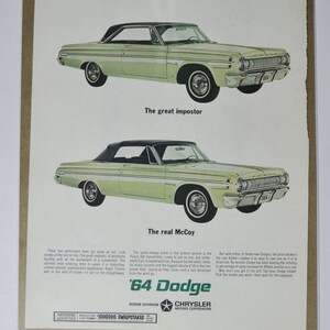 Grote autoadvertentie 1964 Dodge Polara 500 Cabrio (autobedrijf klassieke oude fotoadvertentie onderdelen gedrukte brochure dealer chrysler auto vs)
