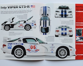 Ficha técnica del Dodge Viper GTS-R (1997-PRESENTE) (foto del coche, estadísticas, información, especificaciones, folleto, piezas, anuncio, antiguo, retro, vintage, Chrysler, carreras, 24 horas de Le Mans)
