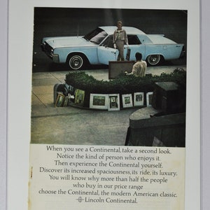 Car Ad Lincoln Continental (ford motor company mercury classic old vintage photo advertisement parts print brochure dealer luxury USA US)