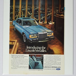 Auto Ad Lincoln Versailles (ford motor company mercury classic old vintage Foto Werbung Teile Print Broschüre Händler Luxus USA Auto)