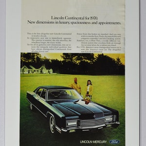 Auto Ad 1970 Lincoln Continental (ford motor company mercury classic old vintage Foto Werbung Teile Print Broschüre Händler Luxus USA)