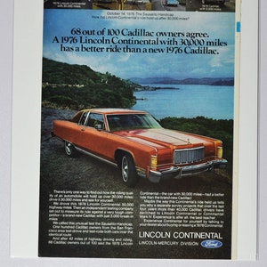 Auto Ad 1976 Lincoln Continental (ford motor company mercury classic old vintage Foto Werbung Teile Print Broschüre Händler Luxus USA)