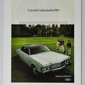 Auto Anzeige 1969 Lincoln Continental (ford motor company mercury classic old vintage Foto Werbung Teile Print Broschüre Händler Luxus USA)