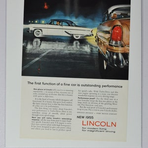 Auto Anzeige 1955 Lincoln (ford motor company mercury classic old vintage Foto Werbung Teile Print Broschüre Händler Luxus USA V-8 Motor)