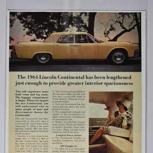 Auto Anzeige 1964 Lincoln Continental (ford motor company mercury classic old vintage Foto Werbung Teile Print Broschüre Händler Luxus USA)