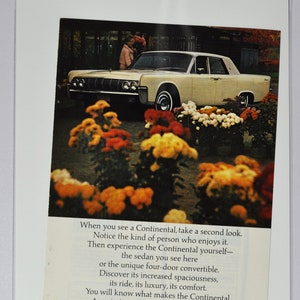 Annonce pour voiture Lincoln Continental (ford motor company Mercury classic old vintage photo publicité pieces impression brochure dealer luxe USA)