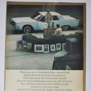 Grote autoadvertentie Lincoln Continental (ford motor company mercury classic oude foto advertentie onderdelen gedrukte brochure dealer amerika auto VS)