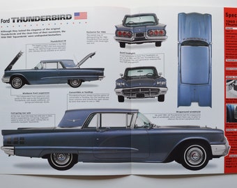Hoja de especificaciones Ford Thunderbird (1958-1960) (concesionario de fotos de autos concesionaria auto classic stat, información, especificaciones, folleto, anuncio, viejo, retro, vintage)