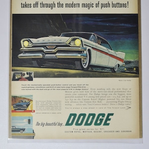 Grote autoadvertentie 1957 Dodge Mayfair 4-deurs hardtop (autobedrijf klassieke oude fotoadvertentie onderdelen brochure afdrukken chrysler auto usa us)
