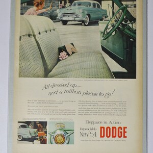 Grote autoadvertentie 1954 Dodge Royal v-8 4-deurs sedan (autobedrijf klassieke oude fotoadvertentie gedrukt dealerdealerbrochure chrysler usa)