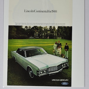 Auto Anzeige 1969 Lincoln Continental (ford motor company mercury classic old vintage Foto Werbung Teile Print Broschüre Händler Luxus USA)