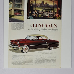 Auto Ad Lincoln (ford motor company mercury classic alt vintage Foto Werbung Teile Print Broschüre Händler USA V-8 Motor Hydra-Matic)