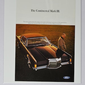 Auto Ad Lincoln Continental Mark III 3 (ford motor company mercury classic old vintage Foto Werbung Teile Print Broschüre Händler USA)