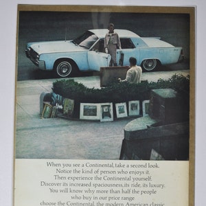Grote autoadvertentie Lincoln Continental (ford motor company mercury classic oude foto advertentie onderdelen gedrukte brochure dealer amerika auto VS)