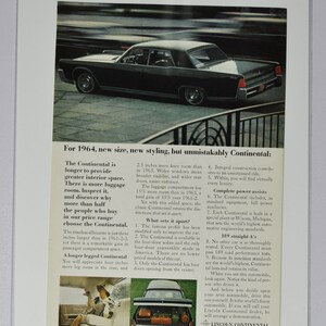 Auto Anzeige 1964 Lincoln Continental (ford motor company mercury classic old vintage Foto Werbung Teile Print Broschüre Händler Luxus USA)