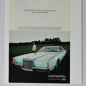 Auto Anzeige 1972 Lincoln Continental Mark IV 4 (ford motor company mercury classic alt vintage Foto Werbung Teile Print Broschüre Händler)