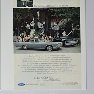 Annonce pour voiture 1965 Lincoln Continental (ford motor company Mercury classic old vintage photo publicité pieces impression brochure dealer luxe USA)
