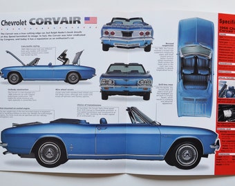 Spec Sheet Chevrolet Corvair (1960-1969) (car, photo, stat, info, specs, brochure, ad, old, retro, vintage, 1960, 1961, 1962, corsa auto)