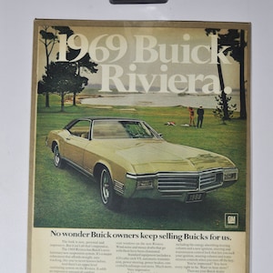 Annuncio di un'auto di grandi dimensioni 1969 Buick Riviera (general motors company GM vecchia foto vintage classica pubblicità parti stampa poster garage personalizzato per auto)