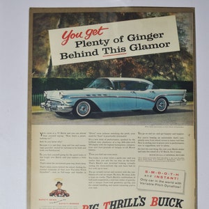 Grote autoadvertentie 1957 Buick (general motors company GM oude vintage klassieke fotoadvertentie onderdelen print poster auto aangepaste garage)