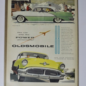 Grote autoadvertentie 1956 Oldsmobile Super 88 Holiday Sedan (GM-bedrijf klassieke oude fotoadvertentie gedrukte brochure olds Eighty-Eight Starfire)