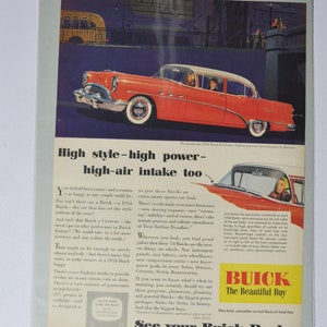 Grote autoadvertentie 1954 Buick Century (general motors company GM oude vintage klassieke fotoadvertentie onderdelen print poster auto aangepaste garage ons)