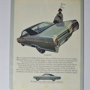 Annuncio di un'auto di grandi dimensioni 1965 Buick LeSabre (general motors company GM vecchia foto vintage classica pubblicità parti stampa poster auto usa us Le Sabre)