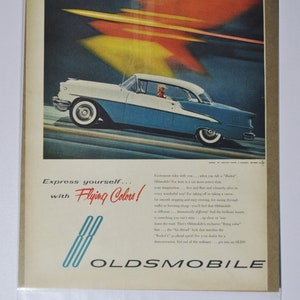 Grote autoadvertentie Oldsmobile Super 88 Holiday Coupe (GM-bedrijf klassieke oude fotoadvertentie onderdelen gedrukte brochure olds Eighty-Eight raket VS)