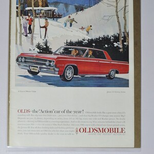 Grote autoadvertentie 1964 Oldsmobile Jetstar 88 Holiday Sedan (GM General Motors klassieke oude fotoadvertentie onderdelen gedrukte brochure olds auto VS)