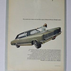 Annuncio di auto di grandi dimensioni Buick Riviera (general motors company GM vecchia foto vintage classica pubblicità parti stampa poster auto usa regalo garage US)
