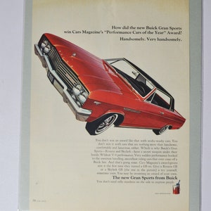 Grote autoadvertentie 1965 Buick Skylark GS Gran Sport (general Motors Company GM oude vintage klassieke fotoadvertentie onderdelen print poster groots)