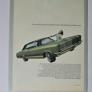Annuncio di auto di grandi dimensioni Buick Riviera (general motors company GM vecchia foto vintage classica pubblicità parti stampa poster auto usa regalo garage US)