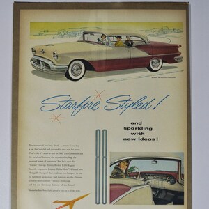 Grote autoadvertentie Oldsmobile Super 88 Holiday Sedan (GM-bedrijf klassieke oude fotoadvertentie onderdelen brochure gedrukt olds Eighty-Eight Starfire)