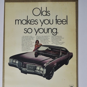 Grote autoadvertentie Oldsmobile Delmont 88 (GM General Motors klassieke oude fotoadvertentie onderdelen gedrukte brochure olds raket 88 US)