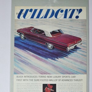 Grote auto Ad Buick Wildcat (general Motors Company GM oude vintage klassieke foto advertentie onderdelen print poster auto cadeau garage veldleeuwerik)