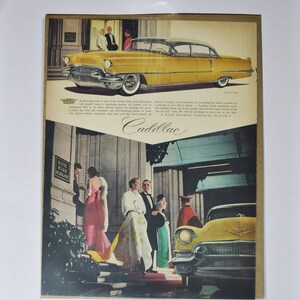 Grote autoadvertentie Cadillac (autobedrijf klassieke oude fotoadvertentie onderdelen gedrukte brochure GM General Motors dealer dealer luxe VS VS)