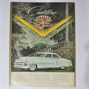 Grande pubblicità per auto 1953 Cadillac (azienda automobilistica classica vecchia foto pubblicità parti stampa brochure GM General Motors concessionario concessionario lusso)