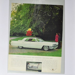 Grote autoadvertentie Cadillac (autobedrijf klassieke oude fotoadvertentie onderdelen gedrukte brochure GM General Motors dealer dealer luxe VS VS)