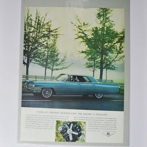 Grande pubblicità per auto 1964 Cadillac (azienda automobilistica, pubblicità fotografica classica, vecchia, parti, brochure stampata, concessionaria GM General Motors USA)