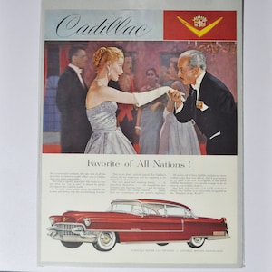 Pubblicità di auto di grandi dimensioni Cadillac (azienda automobilistica classica vecchia foto pubblicità parti stampa brochure GM General Motors concessionario concessionaria lusso USA US)