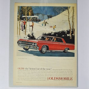 Grote autoadvertentie 1964 Oldsmobile Jetstar 88 Holiday Sedan (GM General Motors klassieke oude fotoadvertentie onderdelen gedrukte brochure olds auto VS)
