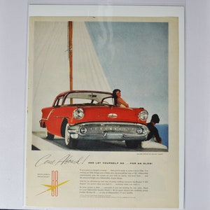 Grote autoadvertentie Oldsmobile Golden Rocket 88 Holiday Coupe (GM-bedrijf klassieke oude fotoadvertentieonderdelen gedrukte brochure olds Eighty-Eight)