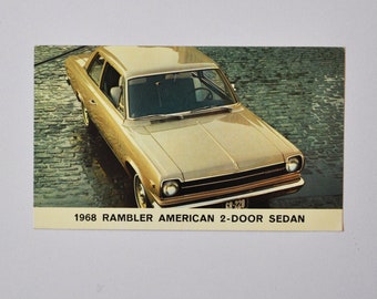 1968 AMC American Motors Rambler American 2-Door Sedan Postcard RARE!!