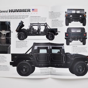Technisches Datenblatt AM General Hummer (Auto Photo Stat Info Specs Broschüre Teile Ad Old Vintage Classic Motor Retro Sport Humvee Amerika Militär)