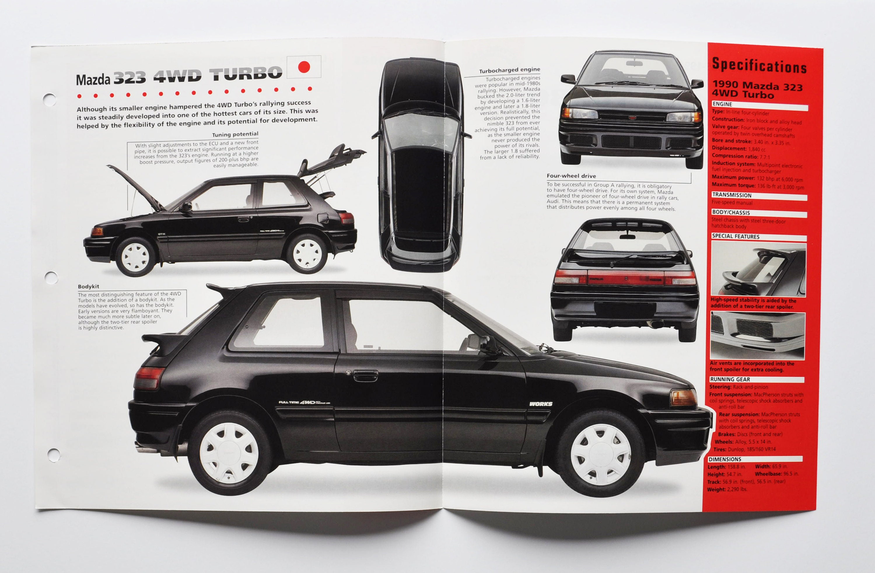 Spec Sheet Mazda 323 4WD Turbo (1985-1994) (motor Car Photo Stat