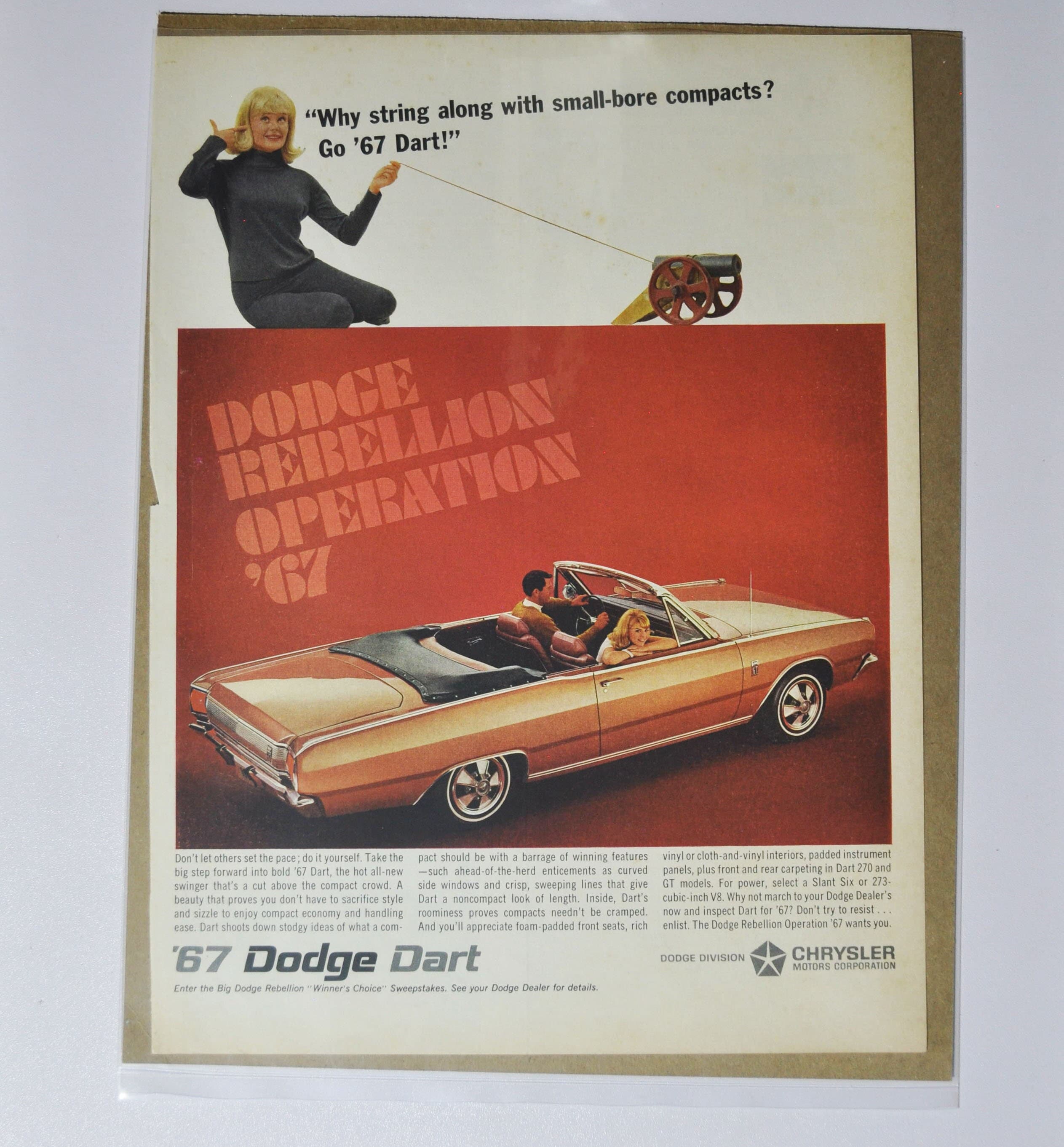 Poster Dodge Dart Convertible 1963 - Taille Au Choix (12x16 à 24x36 Pouces) - Impression Premium - Art Mural Vintage Voiture