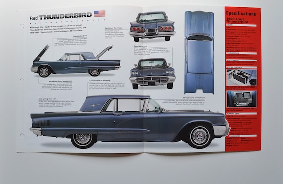 Spec Sheet Ford Thunderbird (1958-1960) (car Photo Dealer