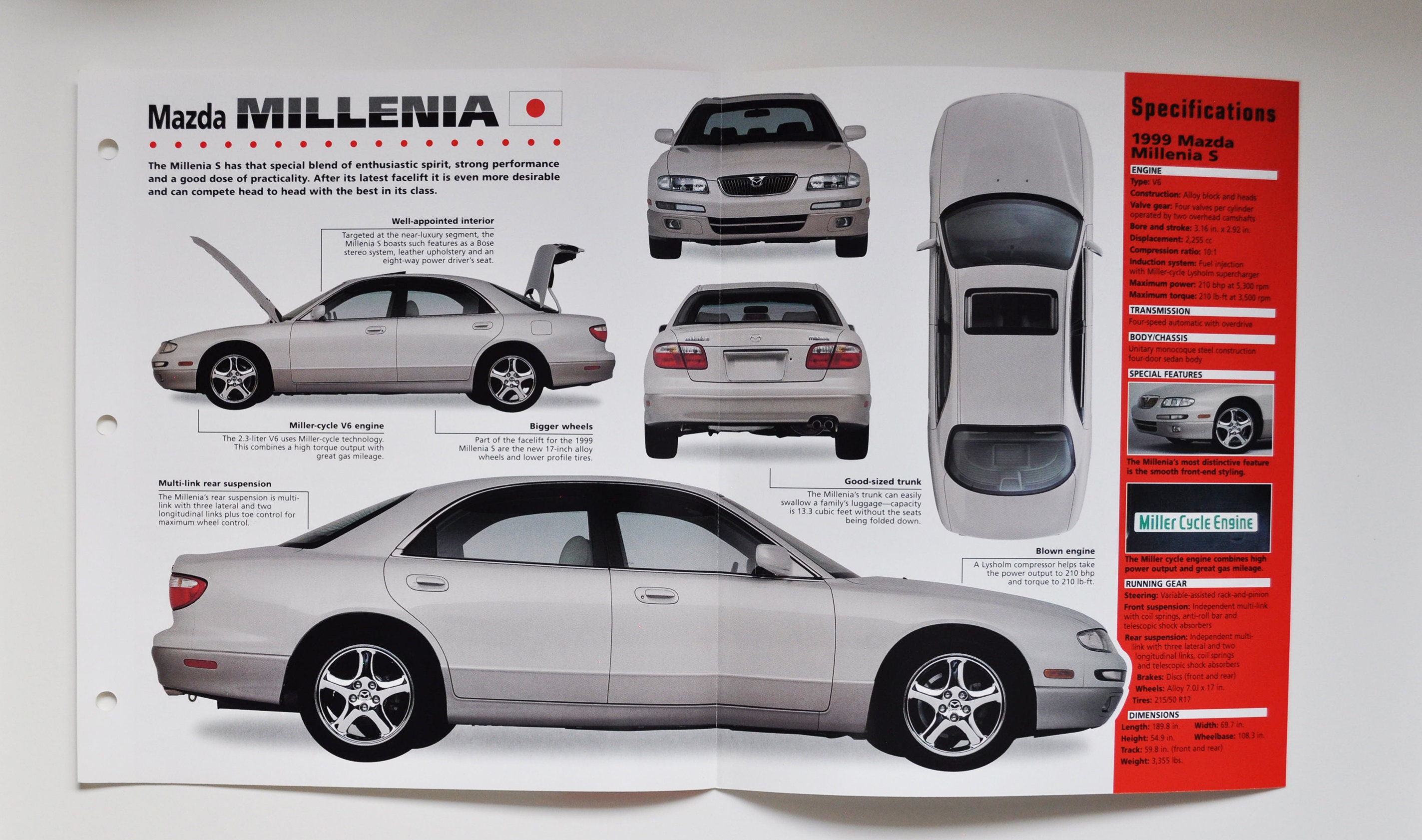 Spec Sheet Mazda Millenia (1993-PRESENT) (car Photo Stat Info