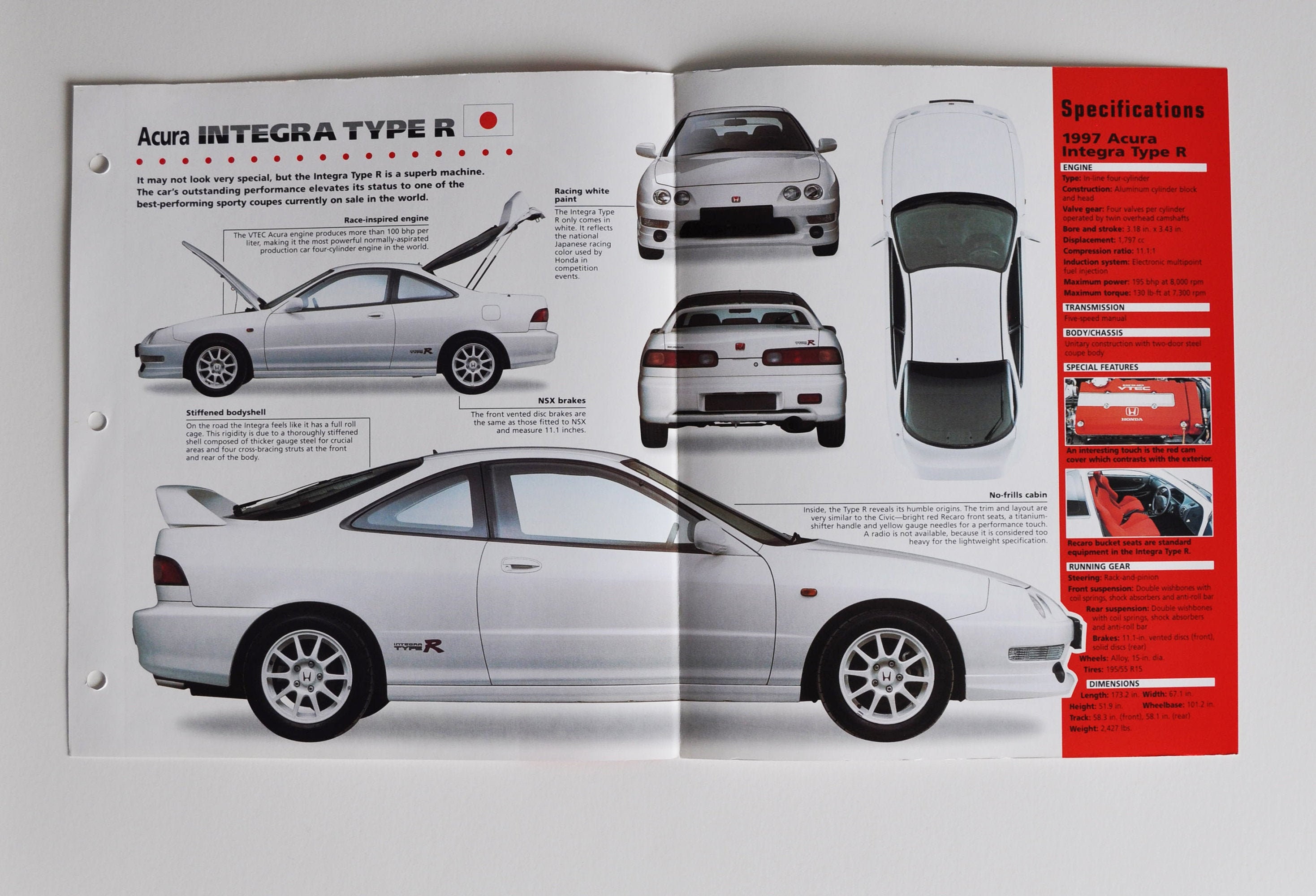 INTEGRA TYPE-R ディーラーカタログ Spec Sheet Acura Integra Type R (1997-PRESENT) (car Photo Stat