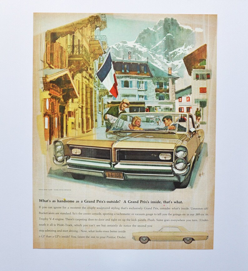 GM general motors company classic old photo advertisement parts print brochure dealer dealership us Large Car Ad 1964 Pontiac Grand Prix